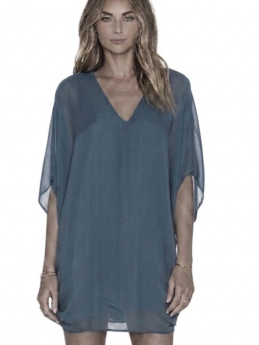 Three Eighty Two Daphne Caftan Woman's Dress in Periwinkle Blue Purple s M NWT